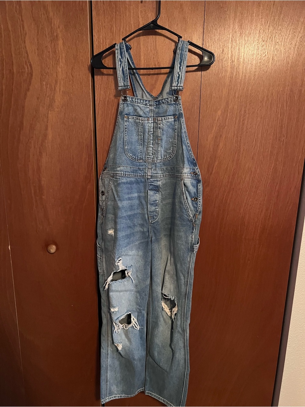 BDG Light Blue Distressed Denim Overalls